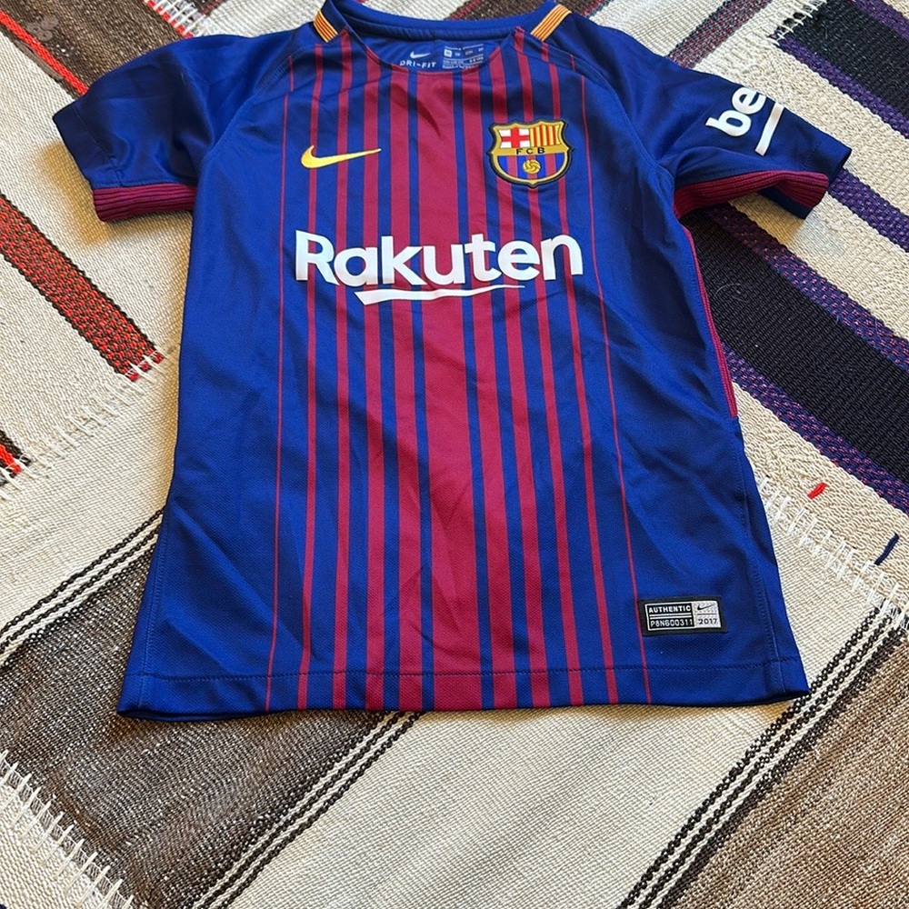 Nike Dri-FIT Blue and Red Striped Jersey